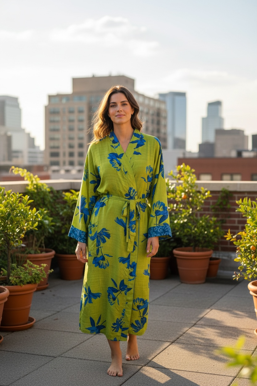 Recycle Silk Sari Women Kimono | Boho Chic Robe House, Beach Cover Up Vintage Bridesmaid Lounge Dressing Gown l Resort Wear Gypsy Nightwear