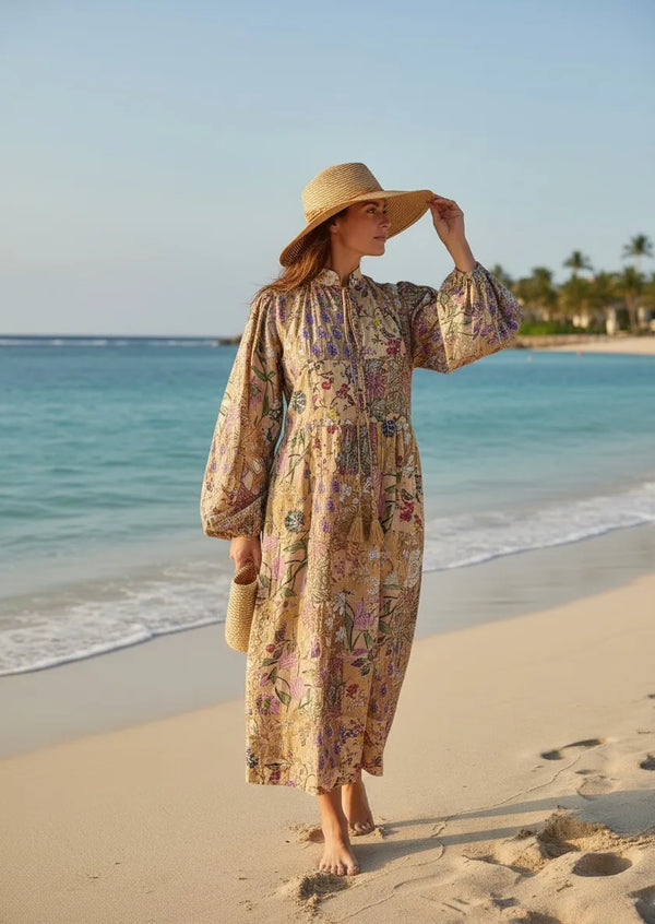 Boho Maxi Dress With Sleeves