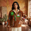 Boho Hand Embroidered Velvet Suzani Jacket, Brown Floral Open Front Coat Winter Wear Free Size Robe Retro Chic Free Size Robe Blazer for Her