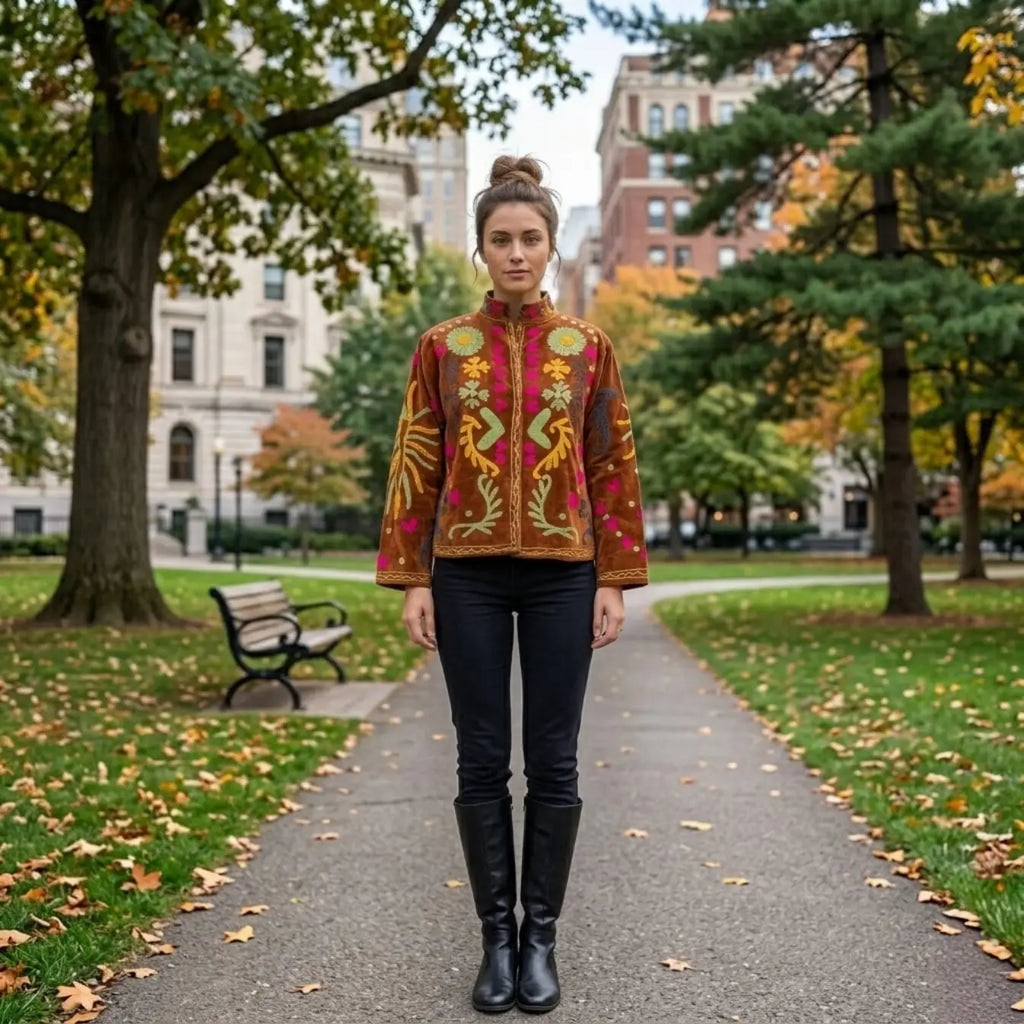 Women's Suzani embroidered Velvet Jacket