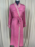 Women's Recycled Silk Kimono Robe in pink floral