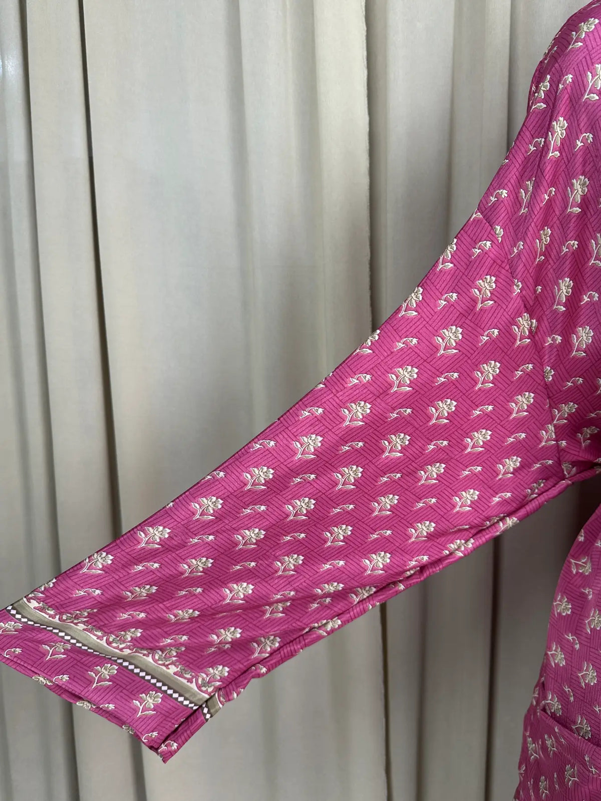 Women's Recycled Silk Kimono Robe in pink floral