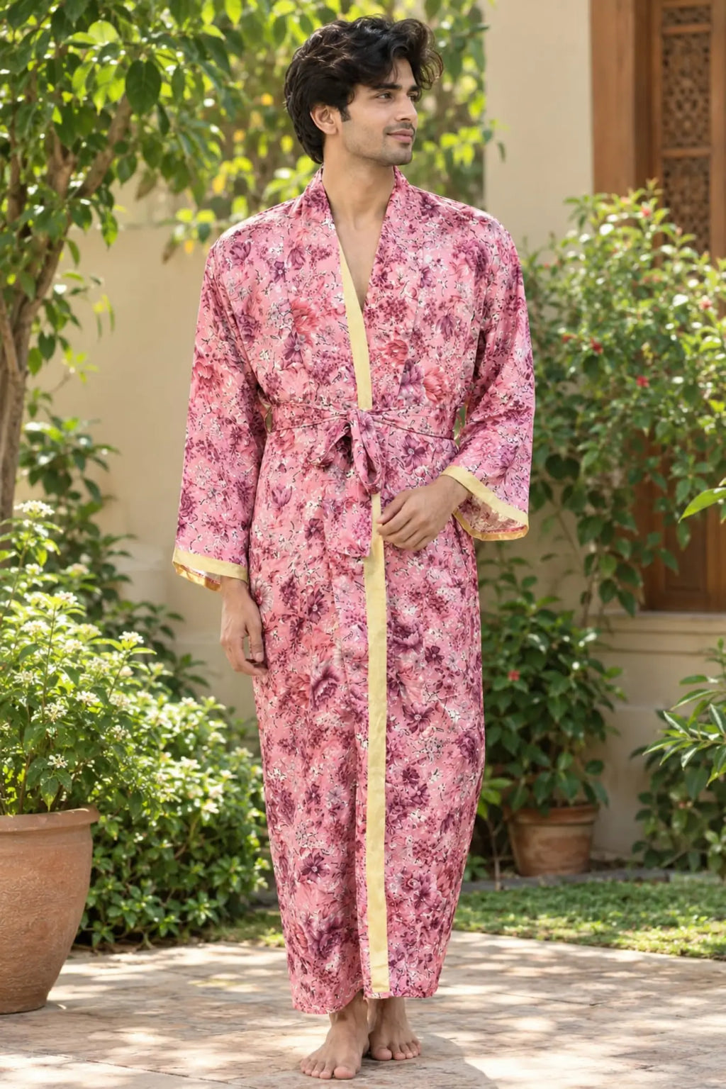 Silky Soft Mens Kimono Robe | Masculine Elegant Classic Sustainable Vintage House Robe gift, Timeless Comfy Lounge Beach Cover Up, Nightwear