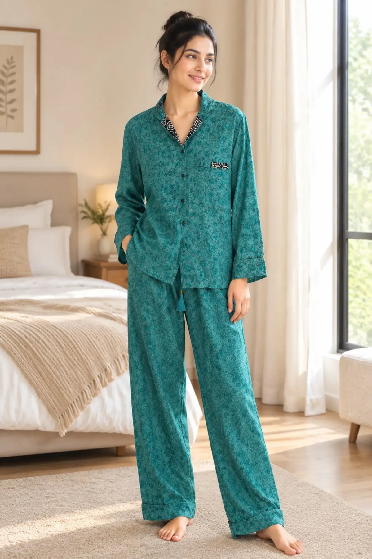 Bridesmaid Pajama Set, Recycled Silk Sari Sleepwear, Handmade Bridal Party Gift, Wedding Morning Outfit, Bachelorette Gift, Bridal Shower