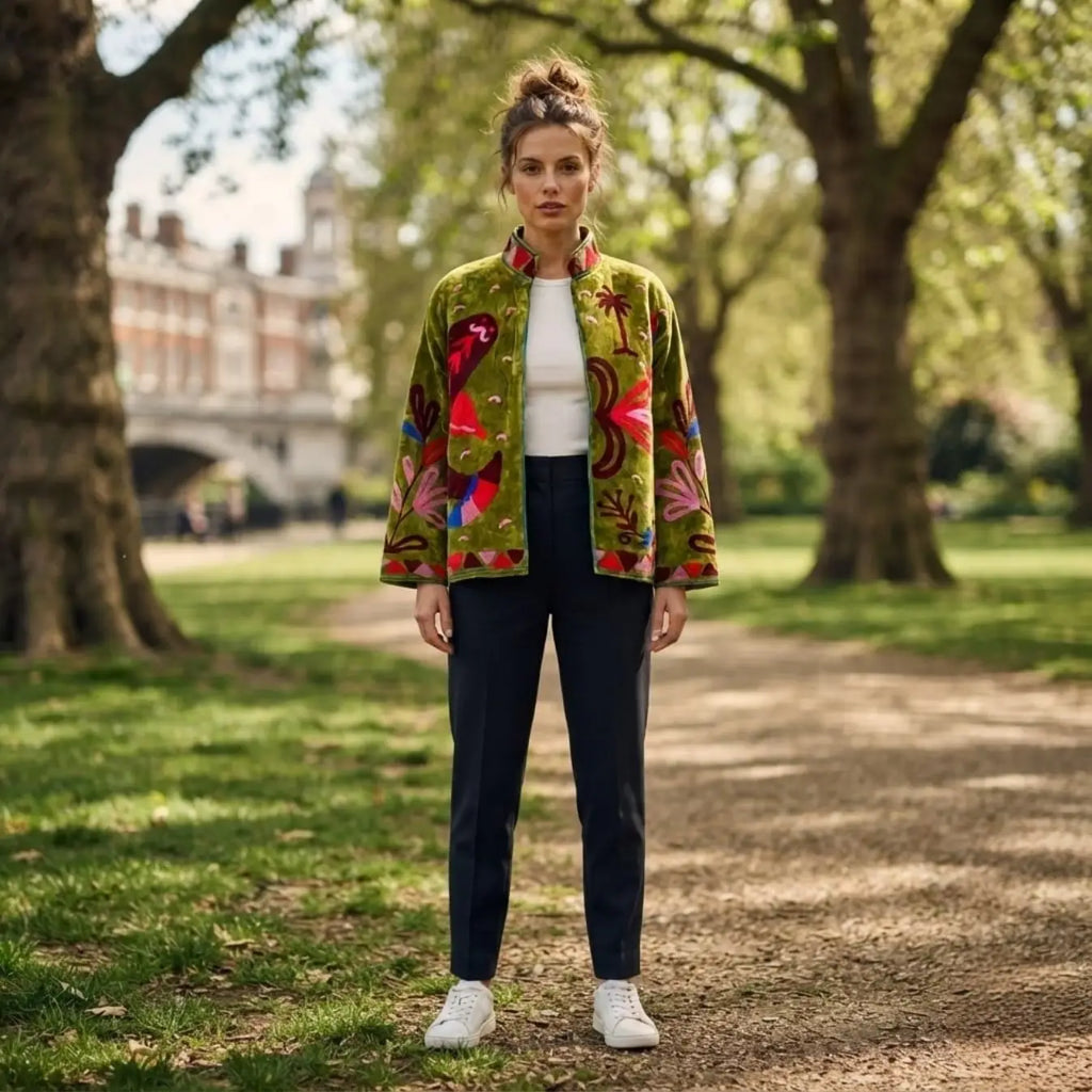 Women's Suzani embroidered Velvet Jacket