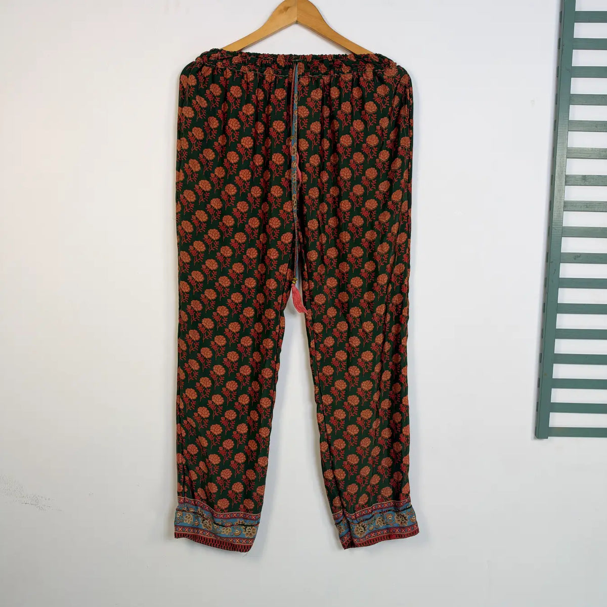 Women's Silk Blend Pajama Set, Recycled Sari Loungewear, Handmade Relaxation Gift, Birthday Gift for Her, Short Sleeve Top, Side Pockets