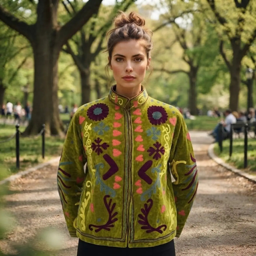 Women's Suzani embroidered Velvet Jacket