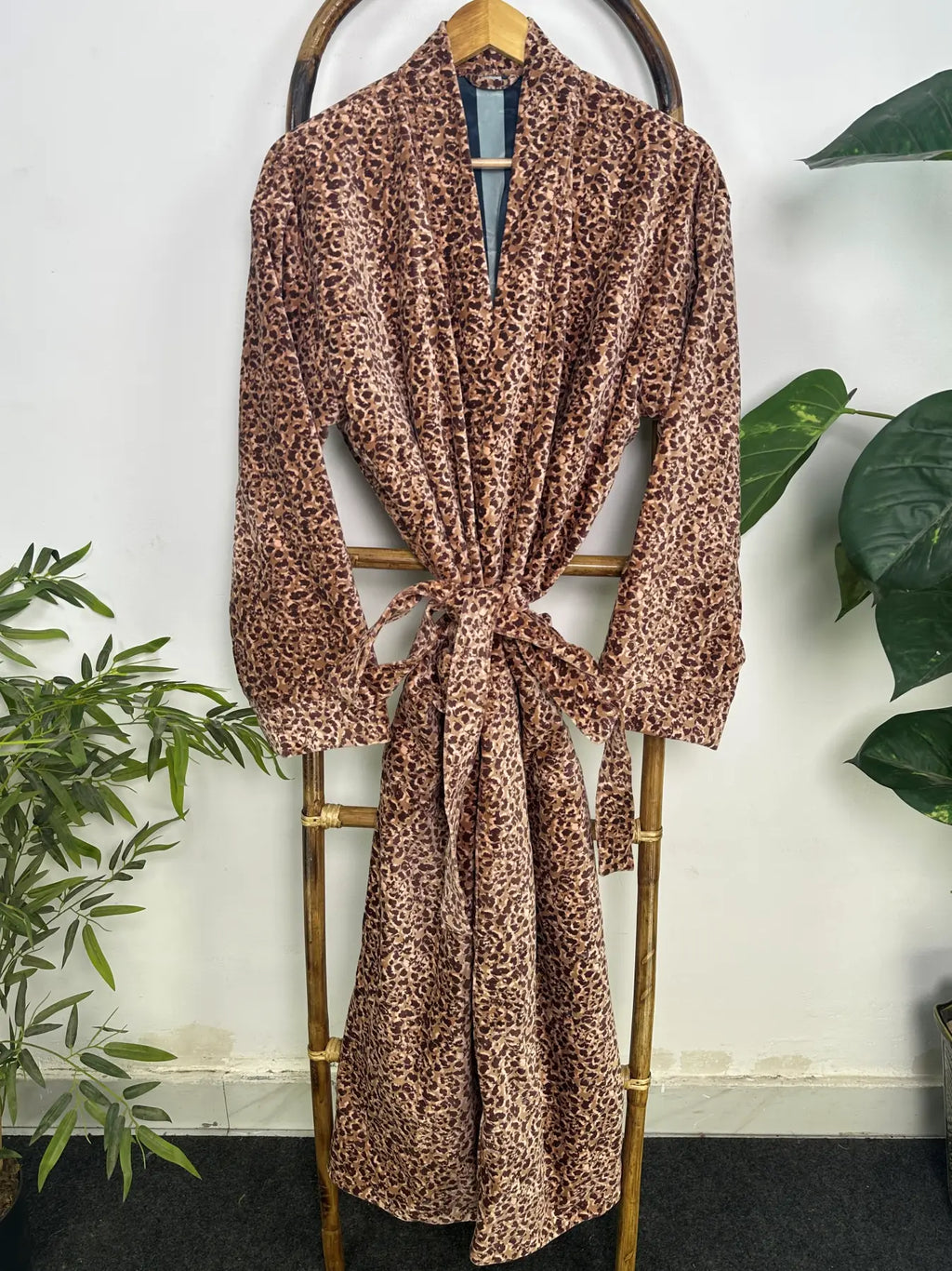 Velvet Womens Kimono Boho Robe | Dressing Gown Reversible With Lining, Kimono Womens Clothing Bridal Robe, Smoking Jacket For Her Spa Gift