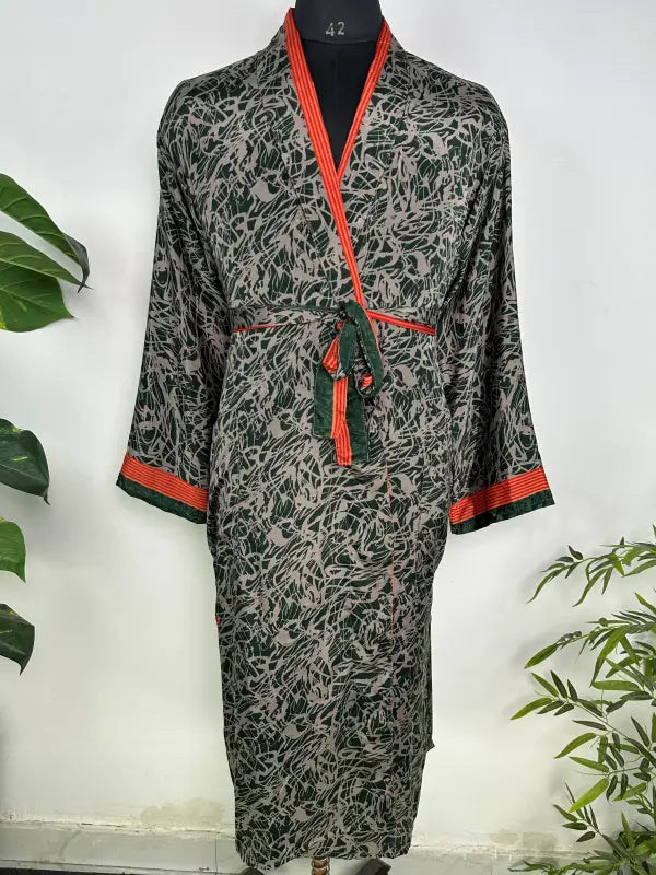 Silky Soft Mens Kimono Robe | Masculine Elegant Classic Sustainable Vintage House Robe gift, Timeless Comfy Lounge Beach Cover Up, Nightwear