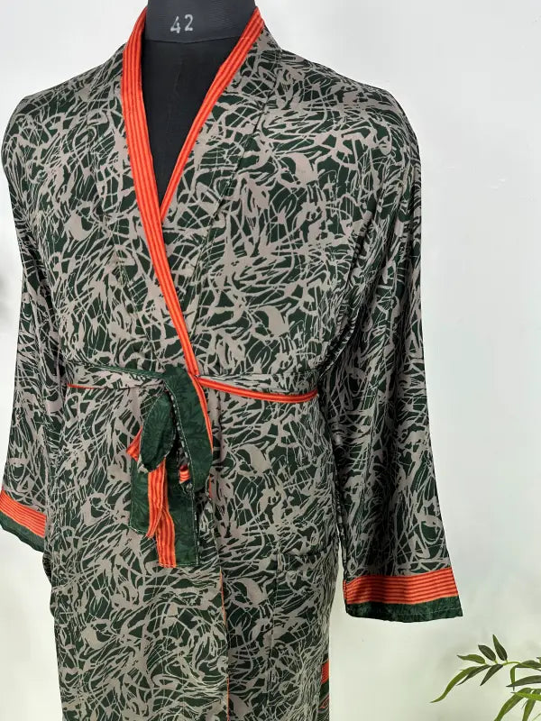 Silky Soft Mens Kimono Robe | Masculine Elegant Classic Sustainable Vintage House Robe gift, Timeless Comfy Lounge Beach Cover Up, Nightwear