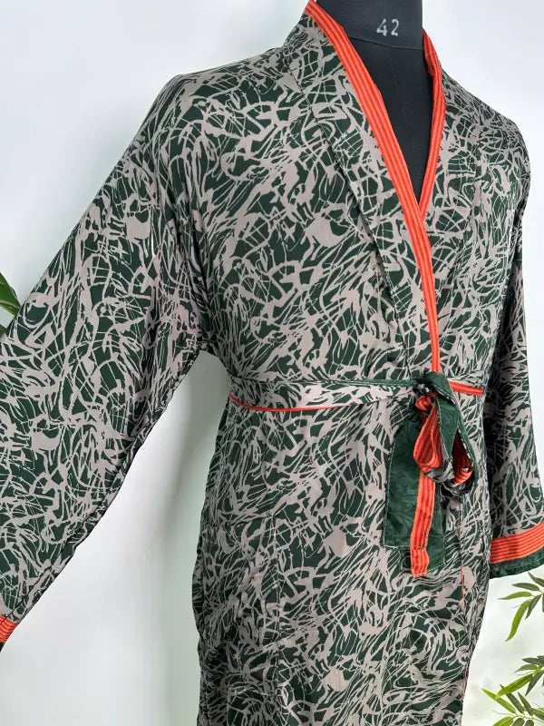 Silky Soft Mens Kimono Robe | Masculine Elegant Classic Sustainable Vintage House Robe gift, Timeless Comfy Lounge Beach Cover Up, Nightwear