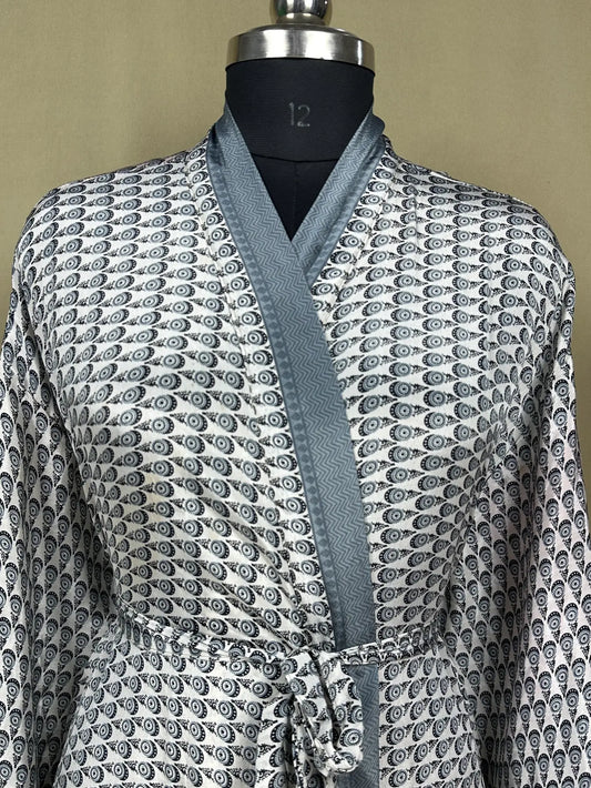 Recycle Silk Sari Women Kimono | Boho Chic Robe House, Beach Cover Up Vintage Bridesmaid Lounge Dressing Gown l Resort Wear Gypsy Nightwear