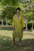 Unisex Cotton Kimono Robe in geometric