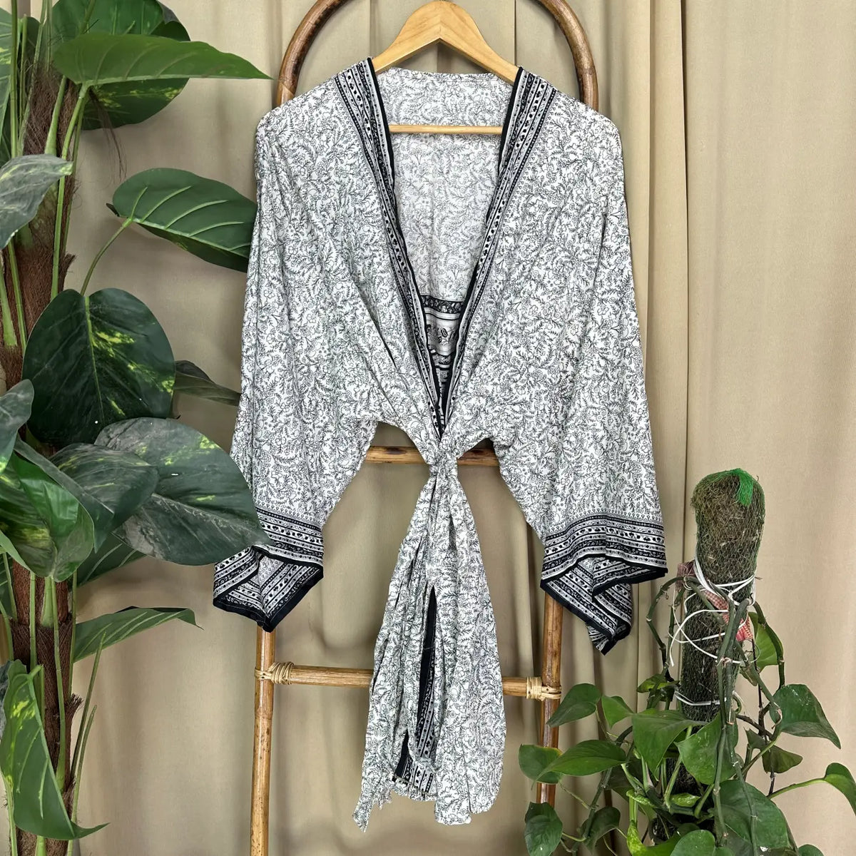 Vintage Silk Sari Boho Kimono | Luxury Loungewear House Robe Flowy Gown, Regal Floral Romance Duster Beach CoverUp, Bridesmaid Dressing Gown