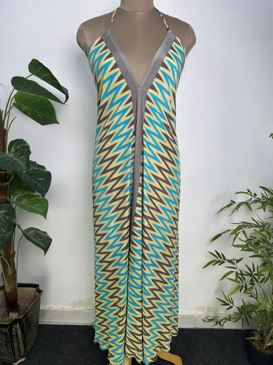 Women's Clothing Boho Maxi Dress | Halter Neck Dress, Silky Soft Breathable Flowy Festival Dress, Beach Cover Up, Anniversary Gift for Her