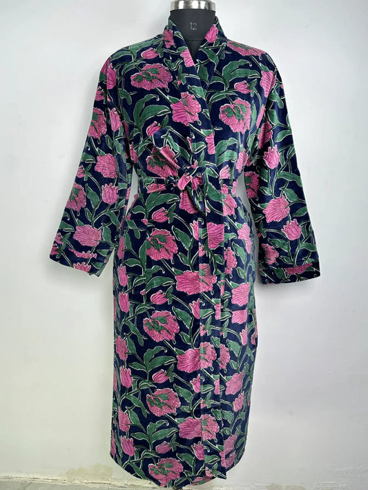 Velvet Reversible Women Kimono | Boho Dressing Gown With Lining, Womens Clothing, Bridal Robe, Spa Gift For Her, Smoking Jacket For Him