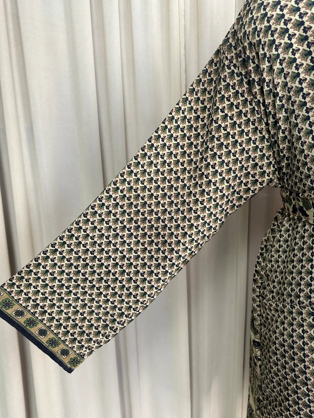 Men's Silky Kimono Robe in beige floral