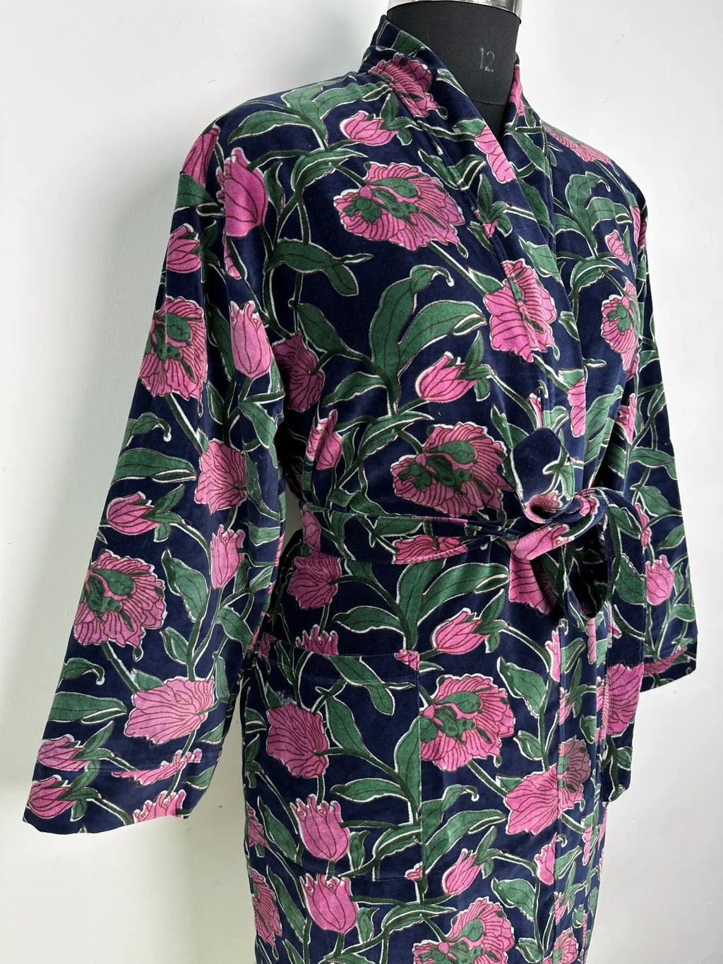 Velvet Reversible Women Kimono | Boho Dressing Gown With Lining, Womens Clothing, Bridal Robe, Spa Gift For Her, Smoking Jacket For Him