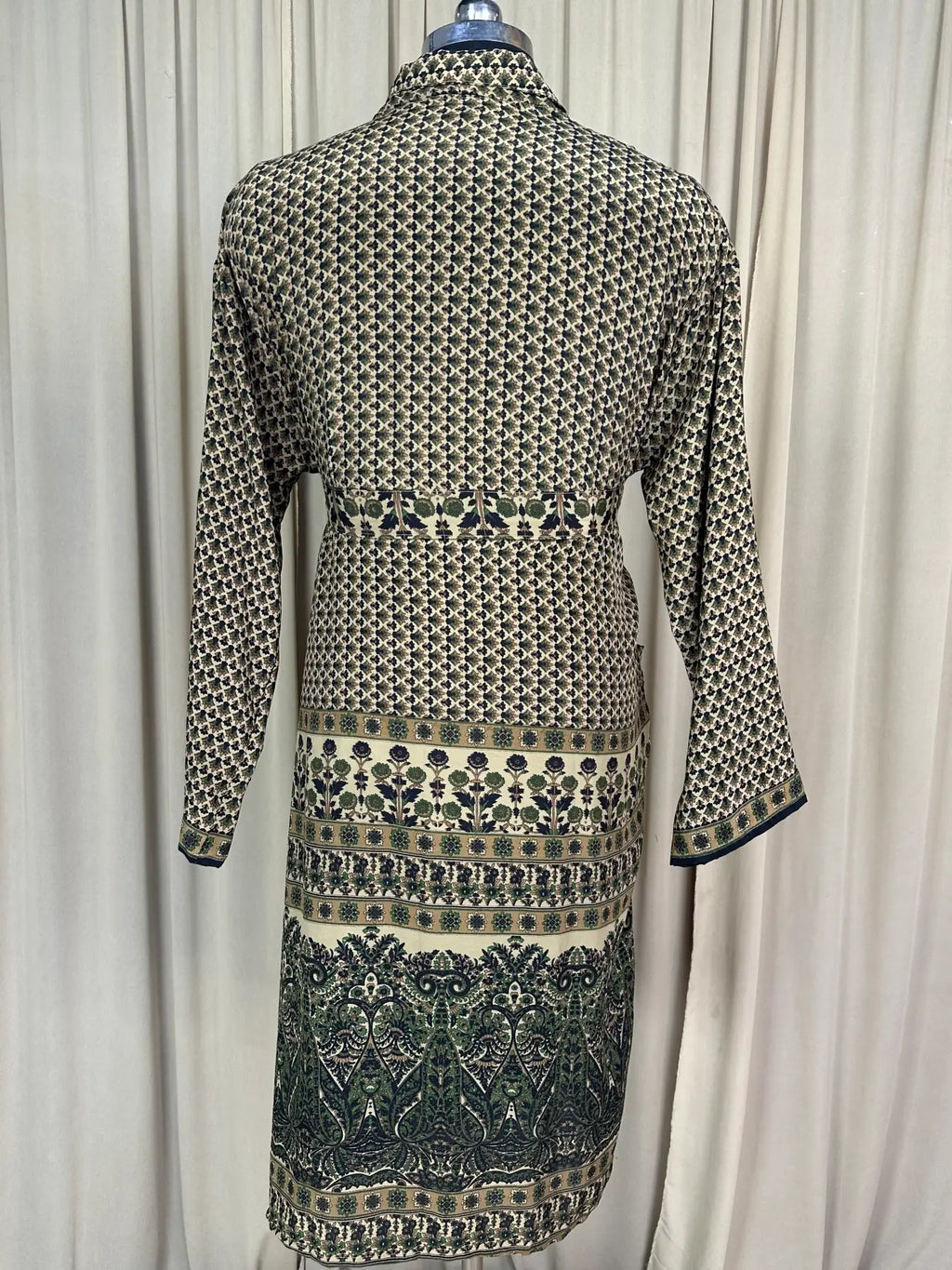 Men's Silky Kimono Robe in beige floral