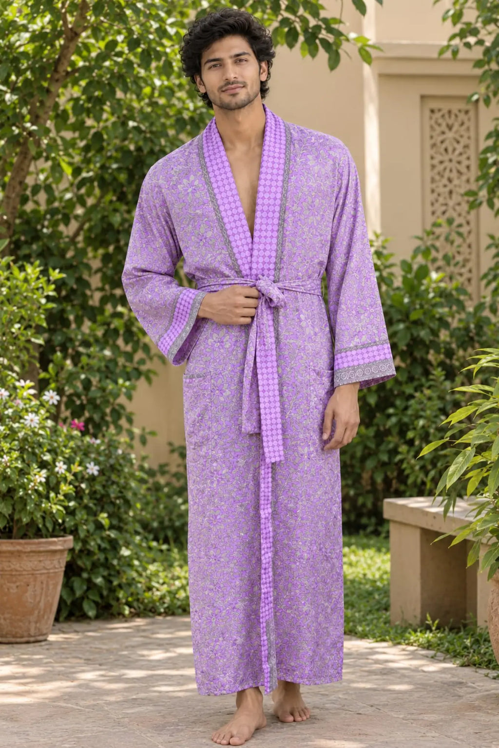 Silky Soft Mens Kimono Robe | Masculine Elegant Classic Sustainable Vintage House Robe gift, Timeless Comfy Lounge Beach Cover Up, Nightwear