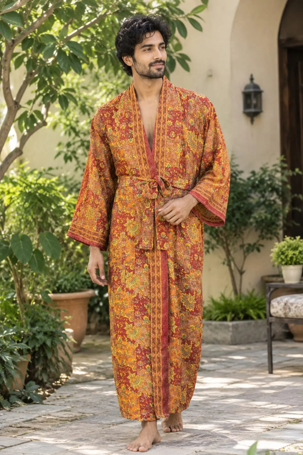 Silky Soft Mens Kimono Robe | Masculine Elegant Classic Sustainable Vintage House Robe gift, Timeless Comfy Lounge Beach Cover Up, Nightwear