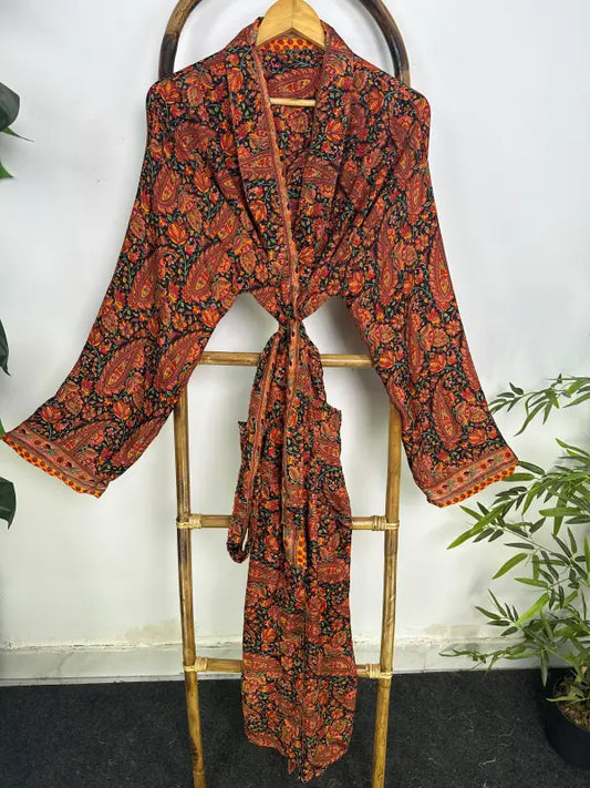 Silky Soft Mens Kimono Robe | Masculine Elegant Classic Sustainable Vintage House Robe gift, Timeless Comfy Lounge Beach Cover Up, Nightwear