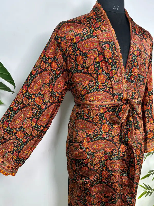 Silky Soft Mens Kimono Robe | Masculine Elegant Classic Sustainable Vintage House Robe gift, Timeless Comfy Lounge Beach Cover Up, Nightwear