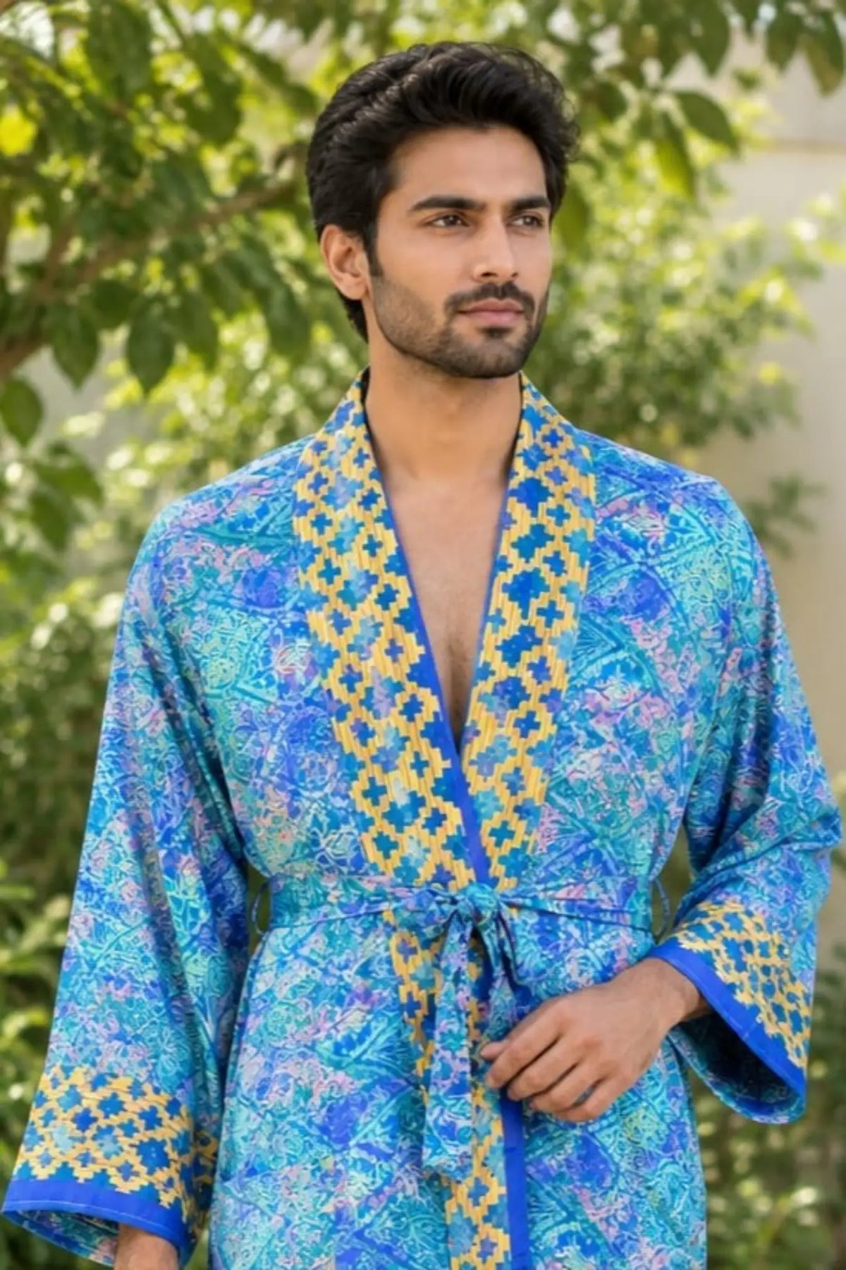 Silky Soft Mens Kimono Robe | Masculine Elegant Classic Sustainable Vintage House Robe gift, Timeless Comfy Lounge Beach Cover Up, Nightwear
