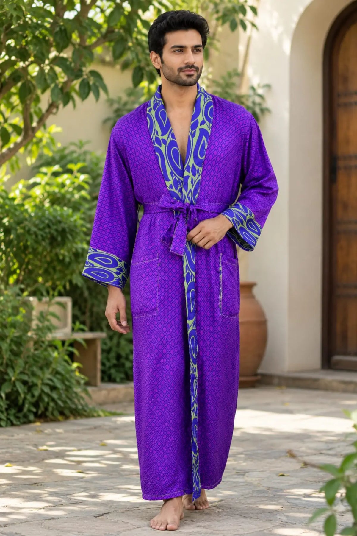 Silky Soft Mens Kimono Robe | Masculine Elegant Classic Sustainable Vintage House Robe gift, Timeless Comfy Lounge Beach Cover Up, Nightwear