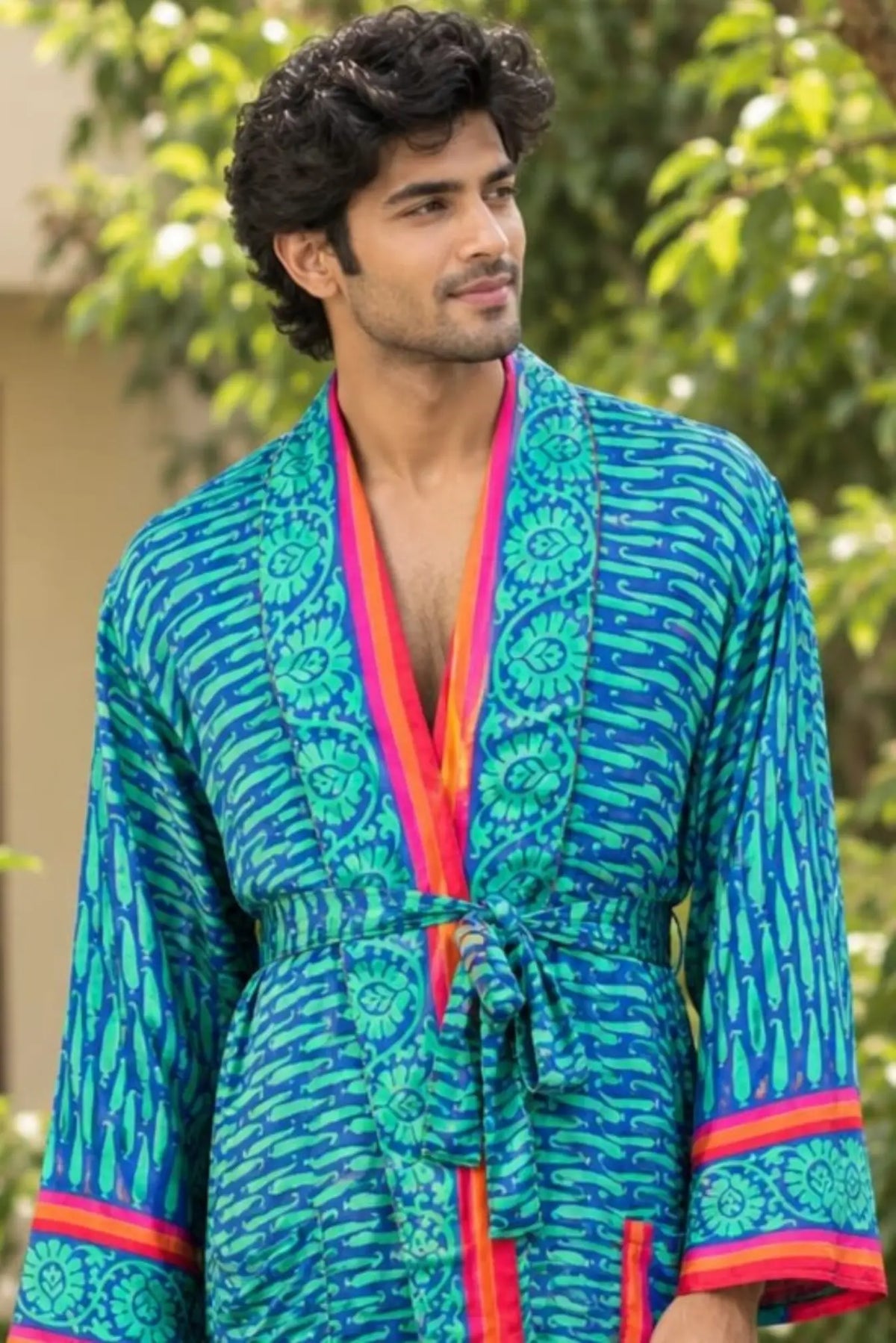 Silky Soft Mens Kimono Robe | Masculine Elegant Classic Sustainable Vintage House Robe gift, Timeless Comfy Lounge Beach Cover Up, Nightwear