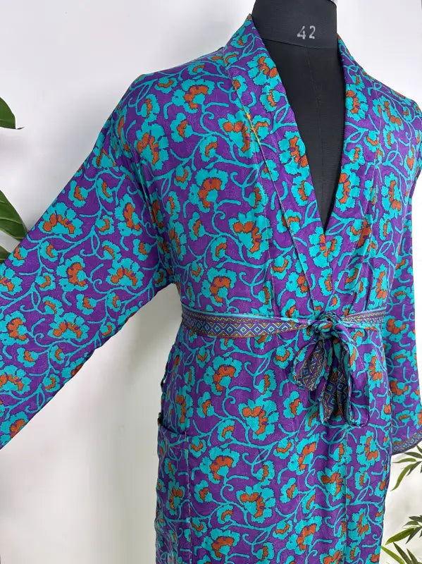 Silky Soft Mens Kimono Robe | Masculine Elegant Classic Sustainable Vintage House Robe gift, Timeless Comfy Lounge Beach Cover Up, Nightwear