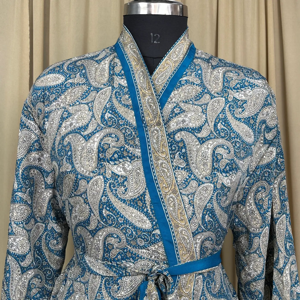 Vintage Silk Kimono Robe in paisley