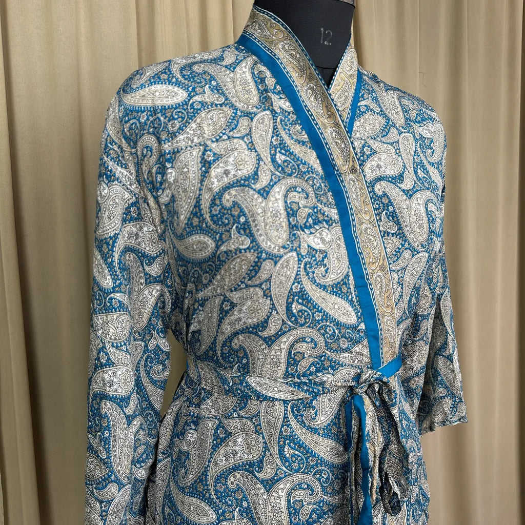 Vintage Silk Kimono Robe in paisley