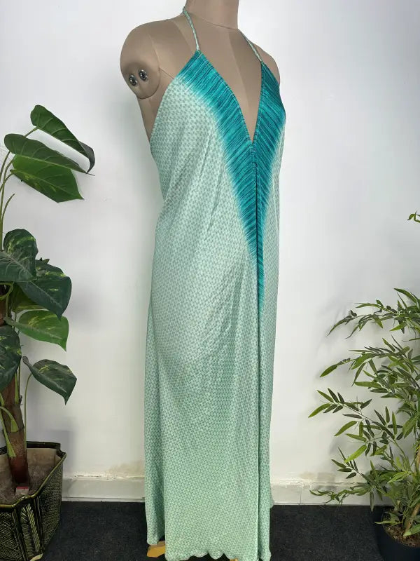 Womens Clothing Maxi Halter Neck Dress | Soft Breathable Recycle Silky, Flowy Boho Festival Dress for Beach Cover up, Anniversary Gift For Her