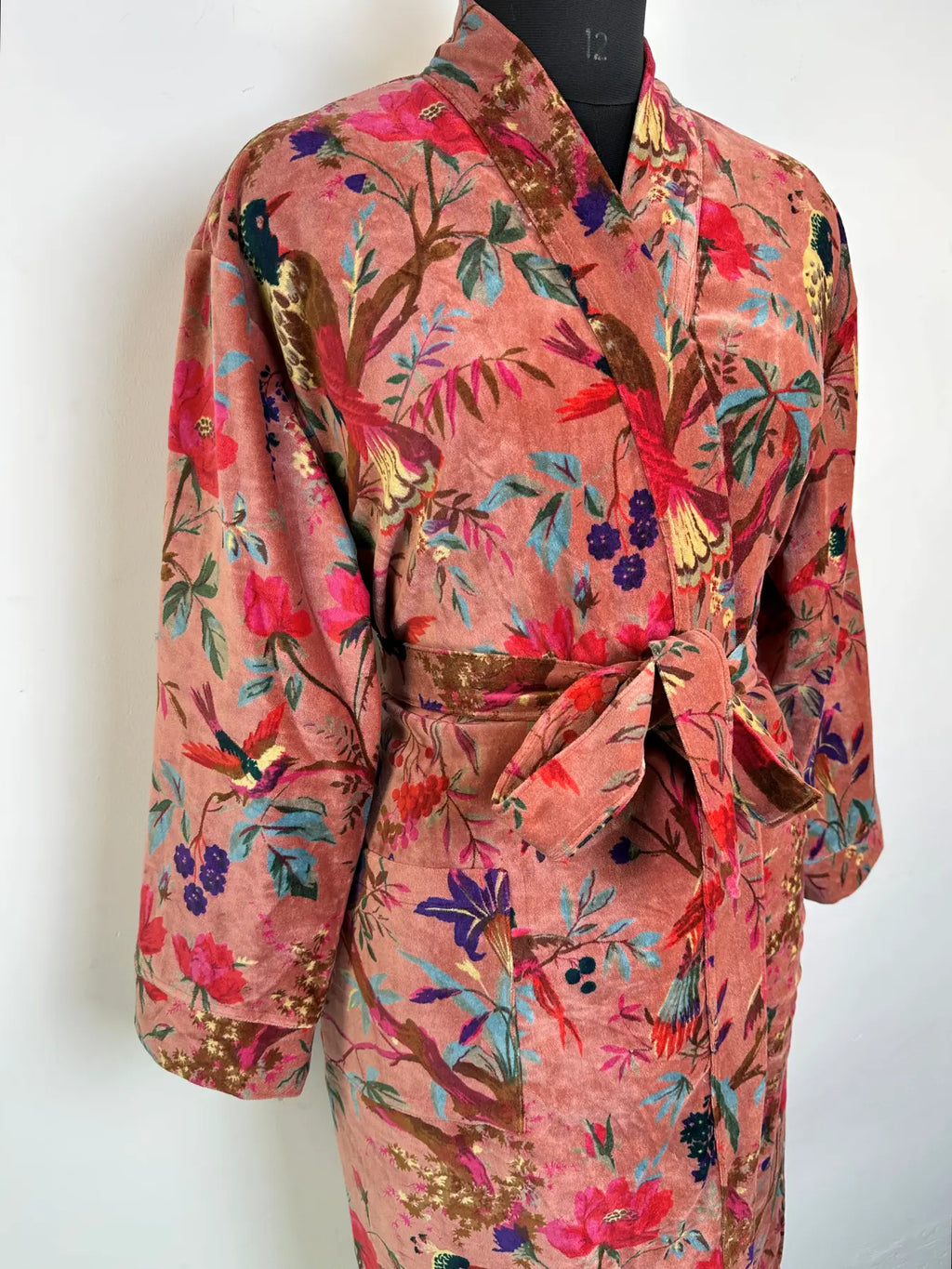 Velvet Womens Kimono Robe | Boho Dressing Gown Reversible With Lining, Womens Clothing Bridal Robe Spa Gift For Her, Smoking Jacket For Her