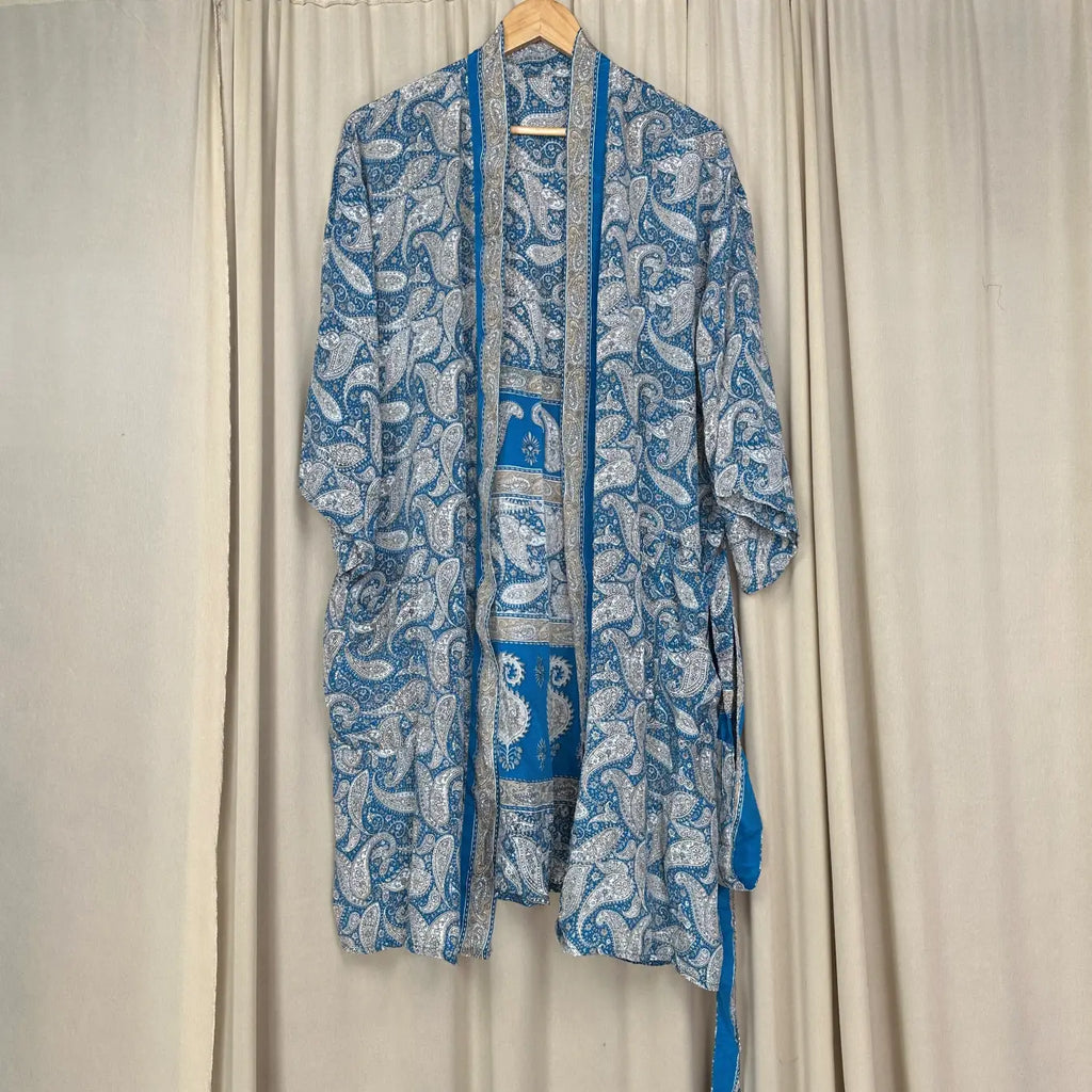 Vintage Silk Kimono Robe in paisley