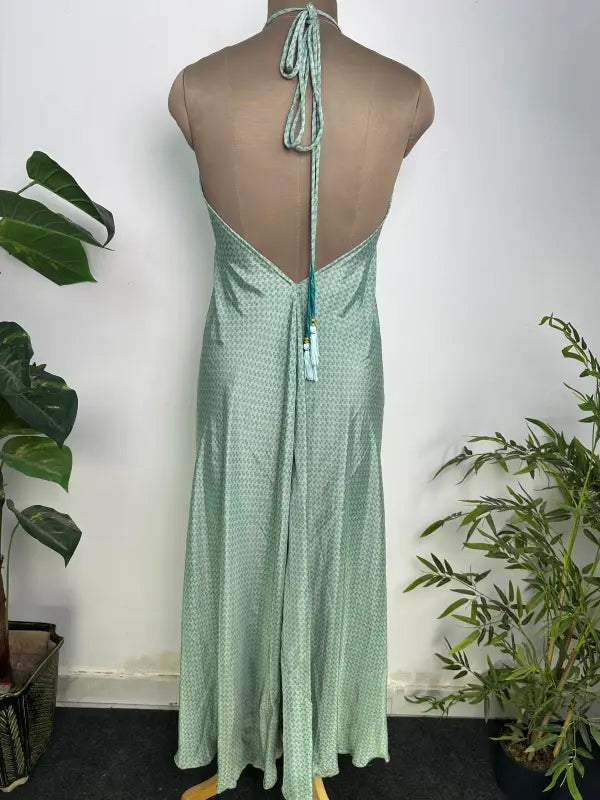 Womens Clothing Maxi Halter Neck Dress | Soft Breathable Recycle Silky, Flowy Boho Festival Dress for Beach Cover up, Anniversary Gift For Her