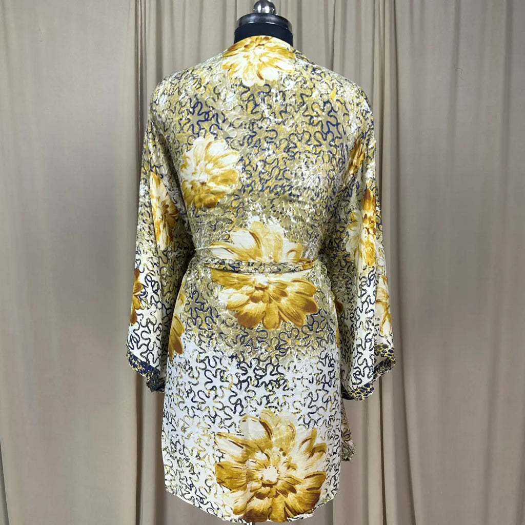 Vintage Silk Kimono Robe in floral