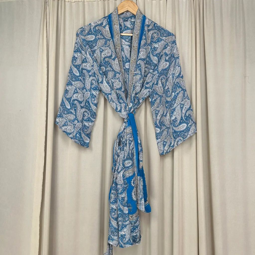 Vintage Silk Kimono Robe in paisley
