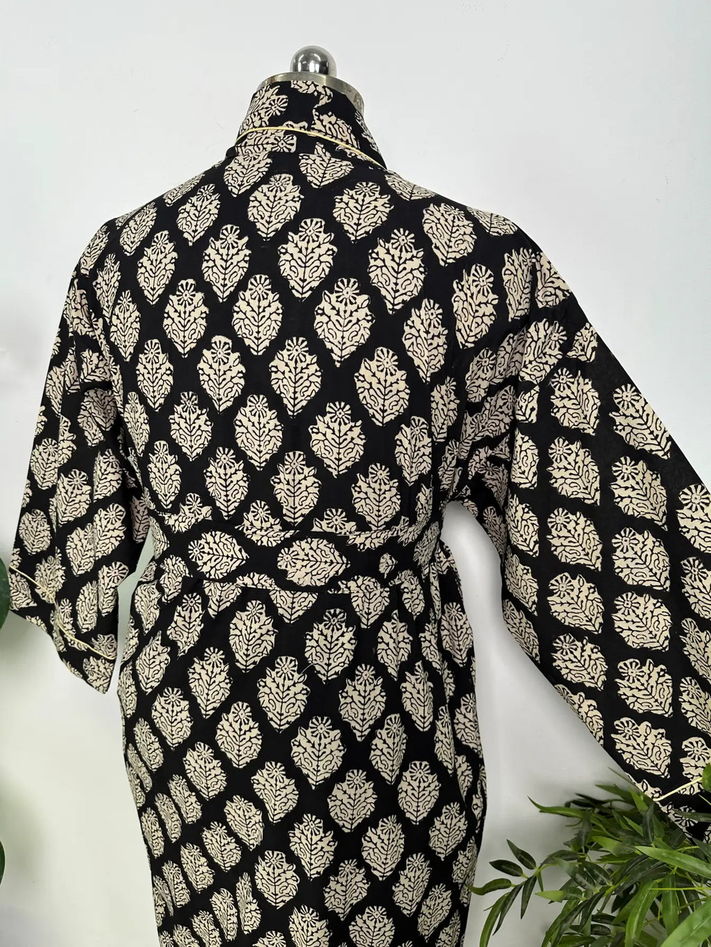 Mens Kimono Robe Cotton Handblock Dress, Indian Printed Man House Robe, Boho Beach Coverup Dressing Gown Lightweight Loungewear Gift For Him