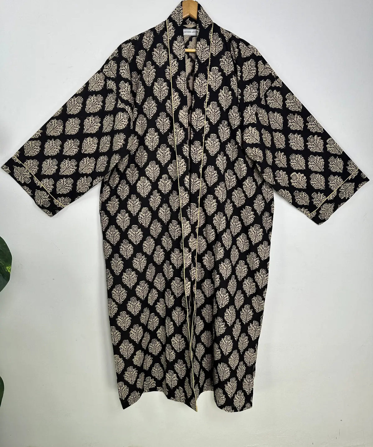 Mens Kimono Robe Cotton Handblock Dress, Indian Printed Man House Robe, Boho Beach Coverup Dressing Gown Lightweight Loungewear Gift For Him