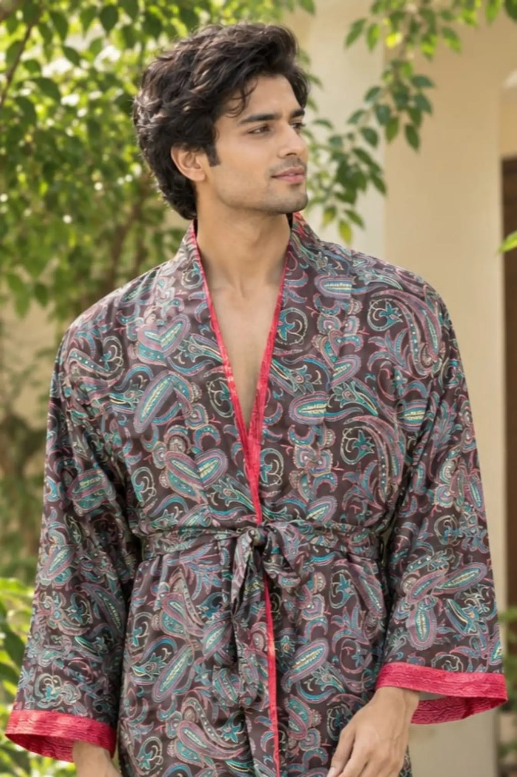 Silky Soft Mens Kimono Robe | Masculine Elegant Classic Sustainable Vintage House Robe gift, Timeless Comfy Lounge Beach Cover Up, Nightwear