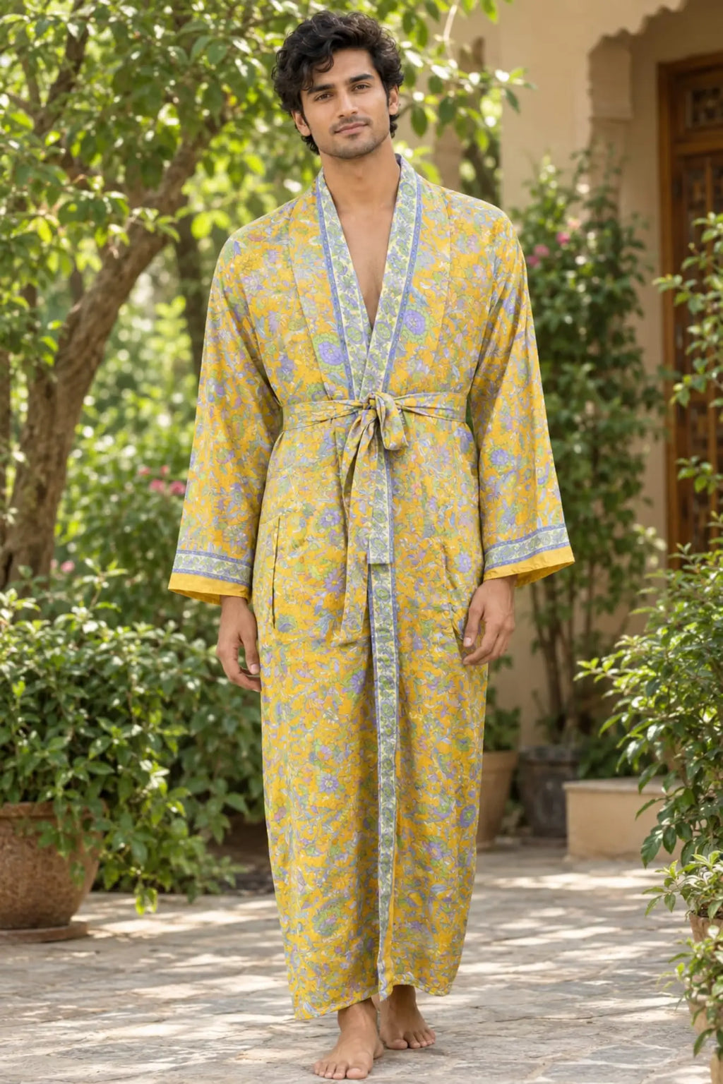 Silky Soft Mens Kimono Robe | Masculine Elegant Classic Sustainable Vintage House Robe gift, Timeless Comfy Lounge Beach Cover Up, Nightwear