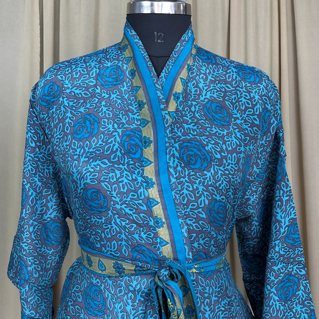 Vintage Silk Kimono Robe in floral