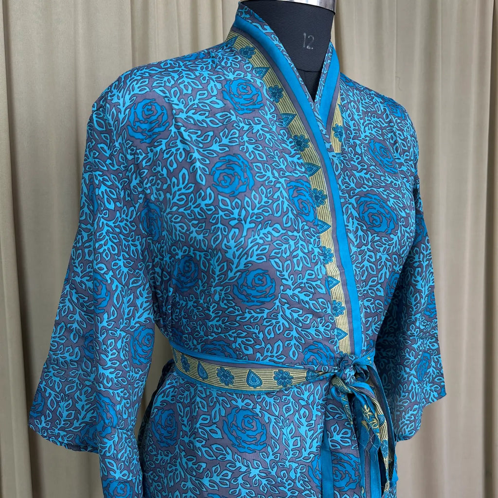 Vintage Silk Kimono Robe in floral