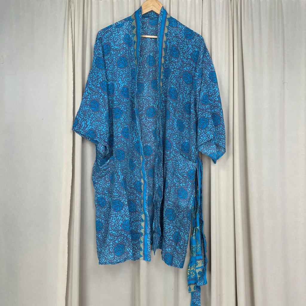 Vintage Silk Kimono Robe in floral
