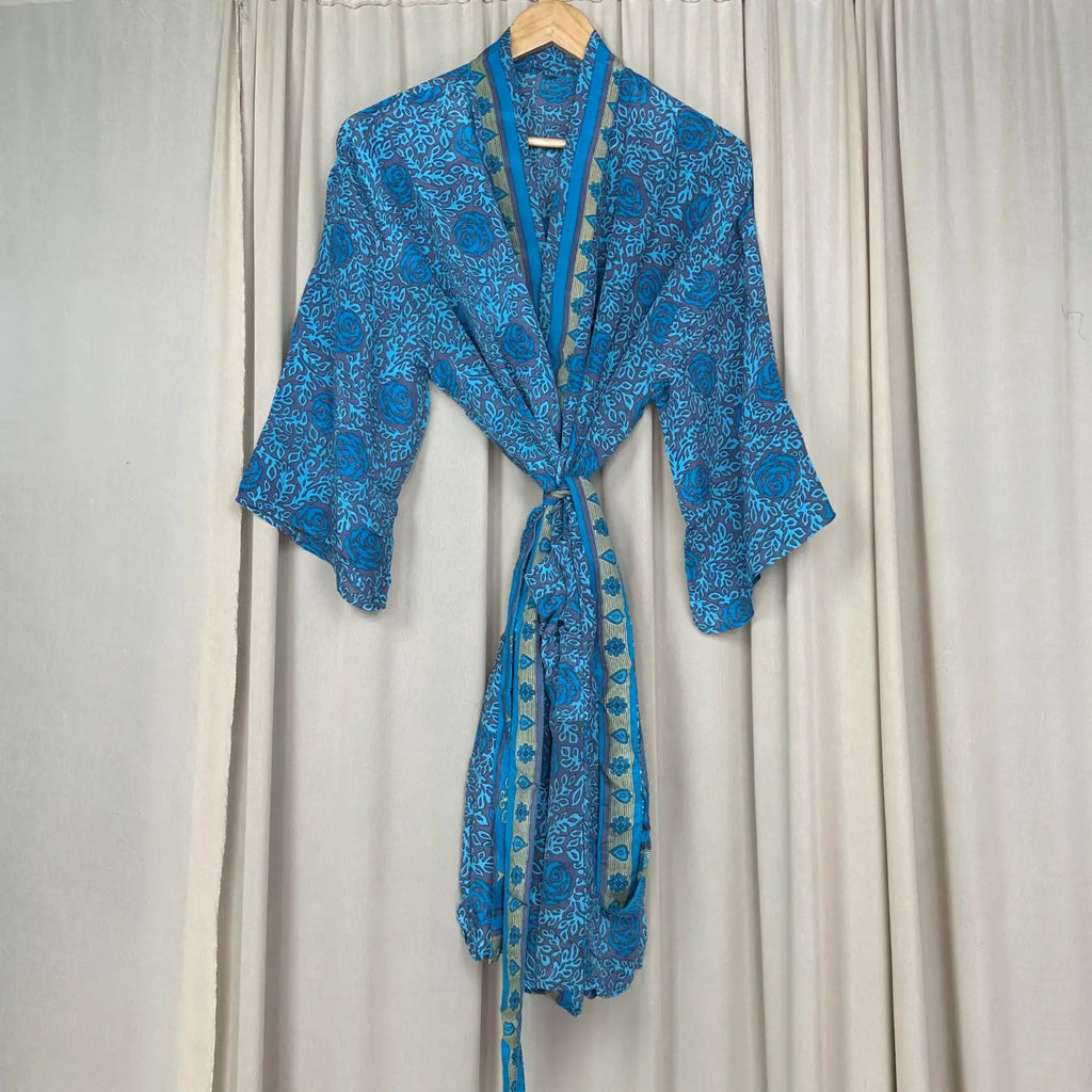 Vintage Silk Kimono Robe in floral