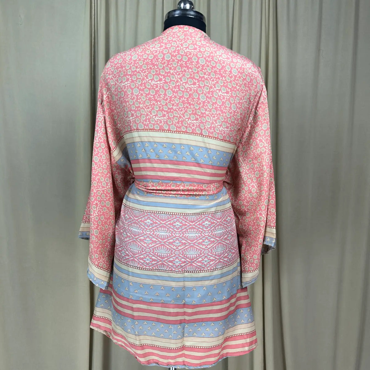 Vintage Silk Sari Boho Kimono | Luxury Loungewear House Robe Flowy Gown, Regal Floral Romance Duster Beach CoverUp, Bridesmaid Dressing Gown
