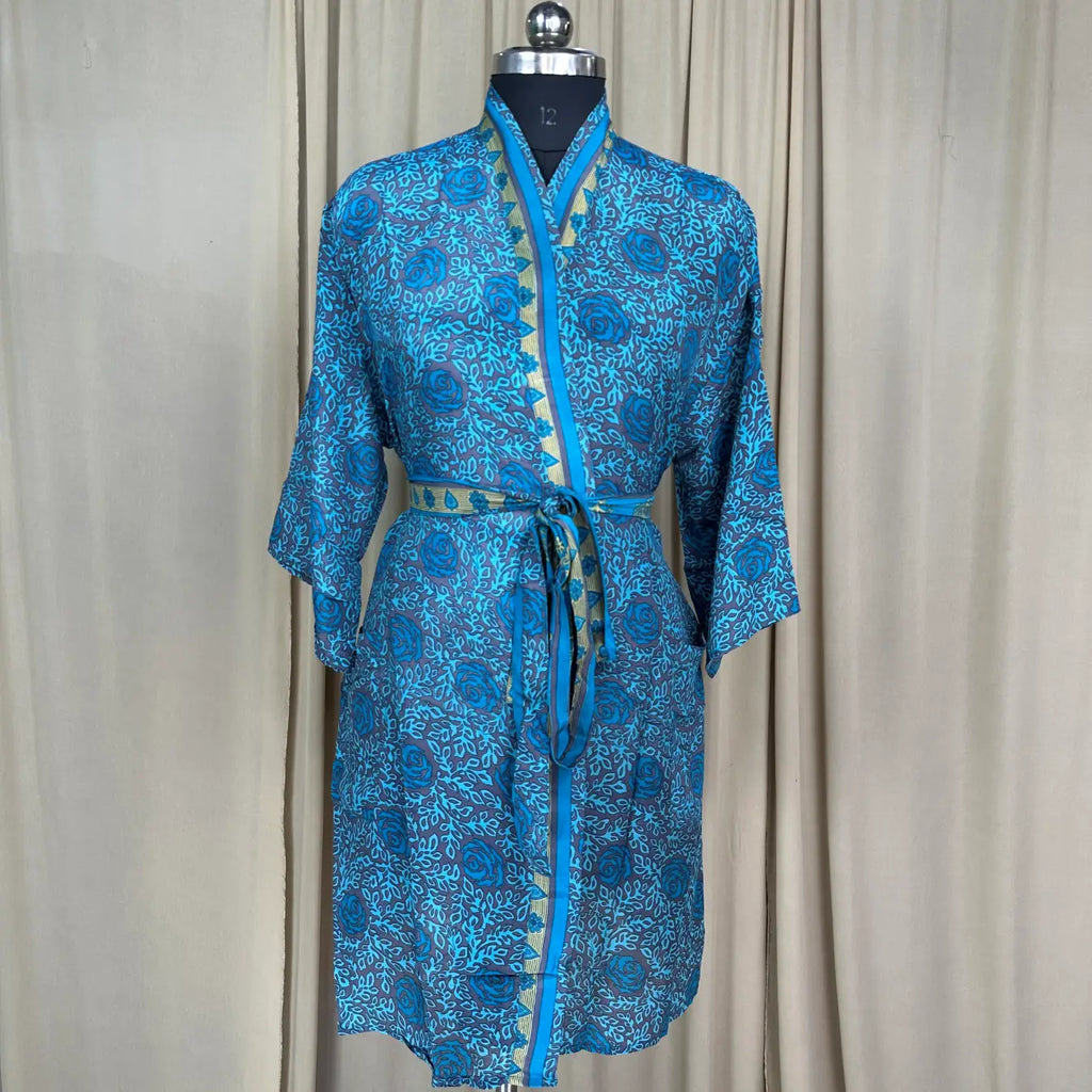 Vintage Silk Kimono Robe in floral
