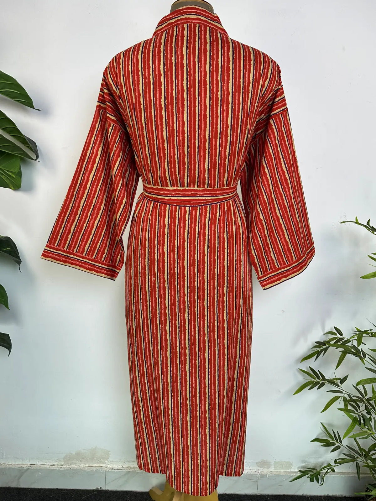 Cotton Kimono Robe | Handblock Striped Summer House Robe, Dressing Gown, Boho Beach Coverup, Bridesmaid dress Womens clothing, Gift For Her